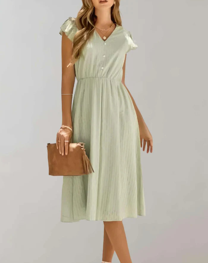 Women’s Butterfly Sleeve Dress with Textured Ruffles | Ideal for Spring/Summer