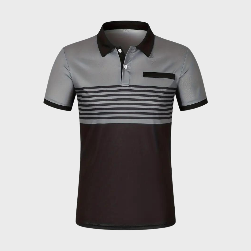 Alfred - Color Block and Stripe Polo Shirt - Casual - Everyday Use
