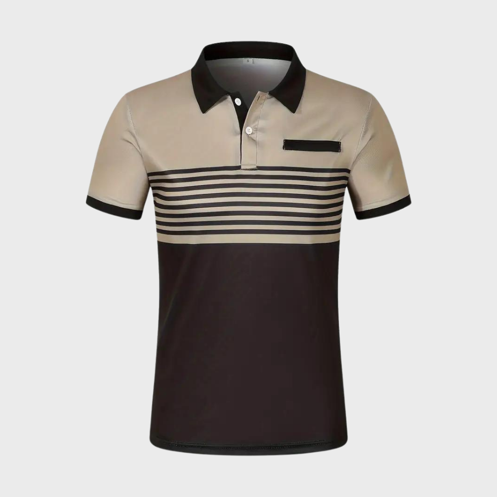 Alfred - Color Block and Stripe Polo Shirt - Casual - Everyday Use