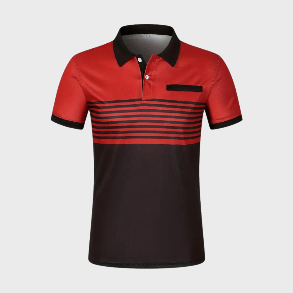 Alfred - Color Block and Stripe Polo Shirt - Casual - Everyday Use