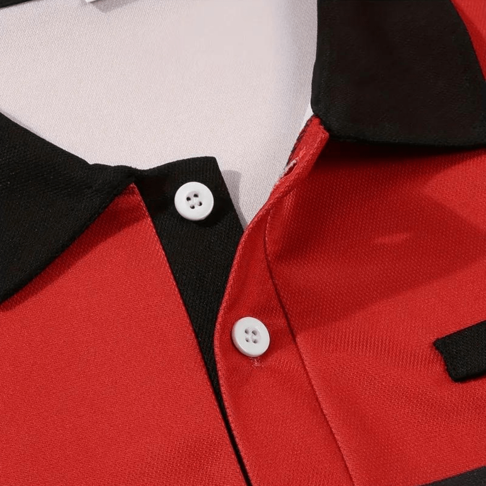 Alfred - Color Block and Stripe Polo Shirt - Casual - Everyday Use