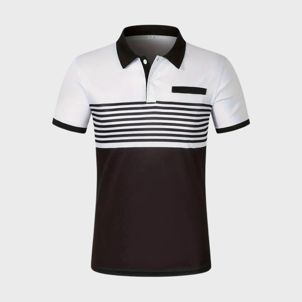Alfred - Color Block and Stripe Polo Shirt - Casual - Everyday Use