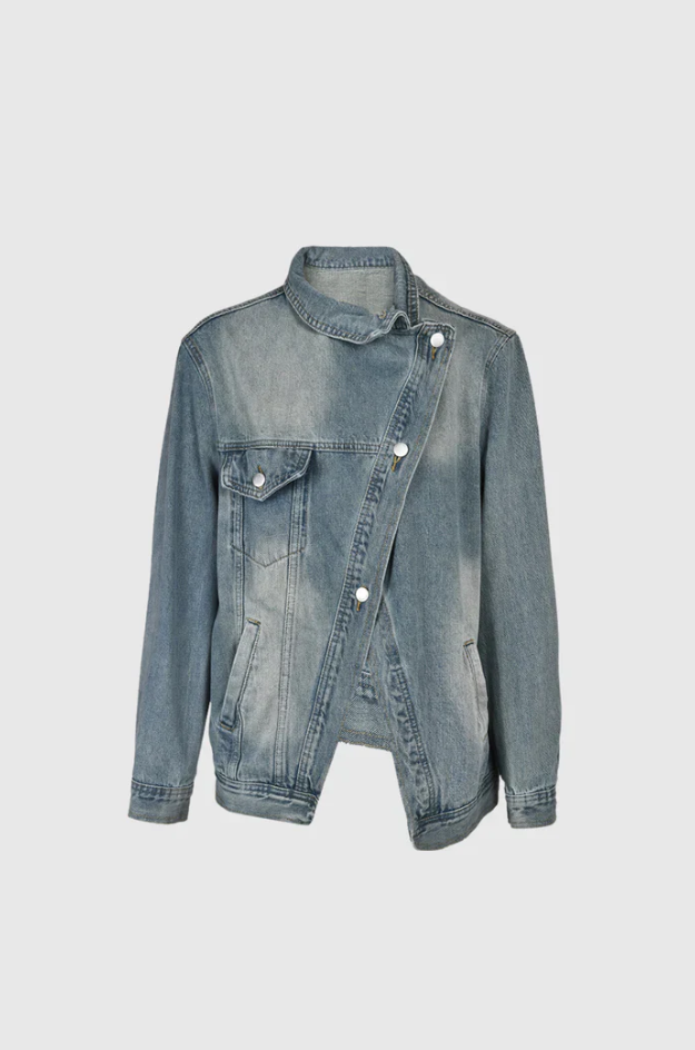 Skylin - Denim Jacket with Stand Up Collar for Women