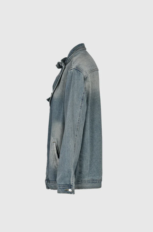 Skylin - Denim Jacket with Stand Up Collar for Women