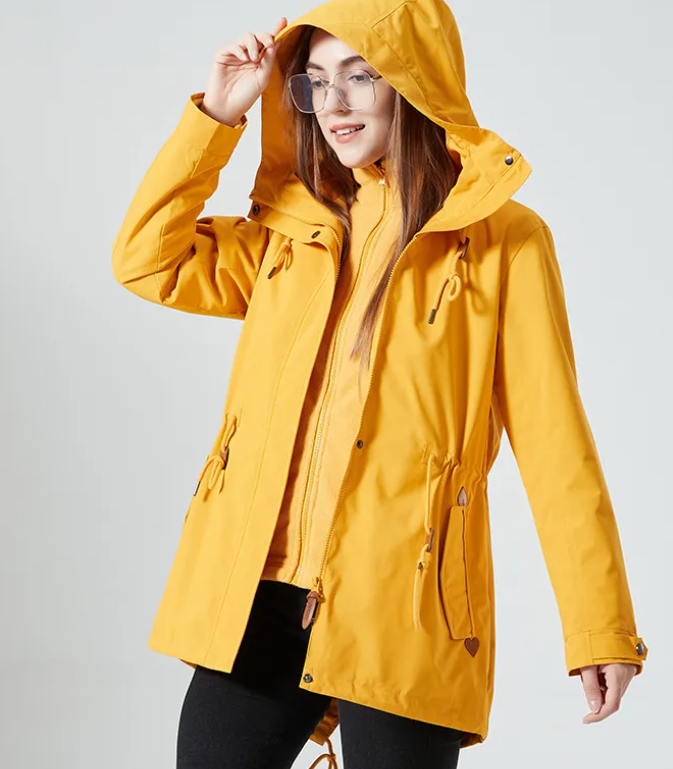 Classic Outdoor Rain Jacket with Print and Hood for Women | Great for Outdoor Activities