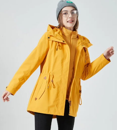 Classic Outdoor Rain Jacket with Print and Hood for Women | Great for Outdoor Activities