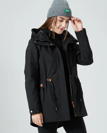 Classic Outdoor Rain Jacket with Print and Hood for Women | Great for Outdoor Activities