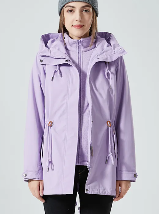 Classic Outdoor Rain Jacket with Print and Hood for Women | Great for Outdoor Activities