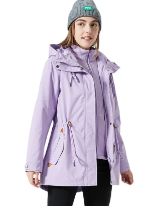 Classic Outdoor Rain Jacket with Print and Hood for Women | Great for Outdoor Activities