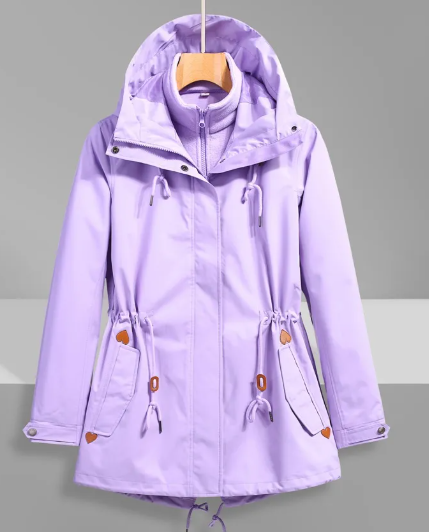 Classic Outdoor Rain Jacket with Print and Hood for Women | Great for Outdoor Activities
