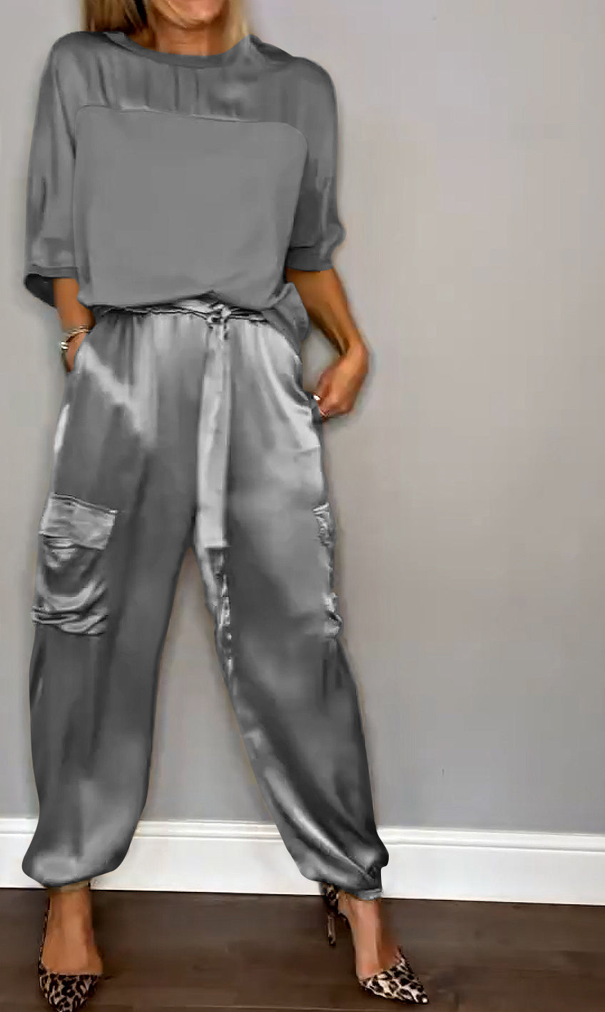 Luvette - Elegant Satin Outfit Set for Women