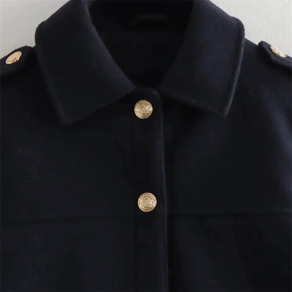Chic Black Button Down Short Jacket | Great for Autumn Wear