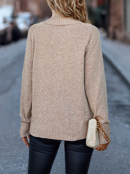 Women's Classic Brown Turtleneck Knitted Jumper | Ideal for Autumn/Winter