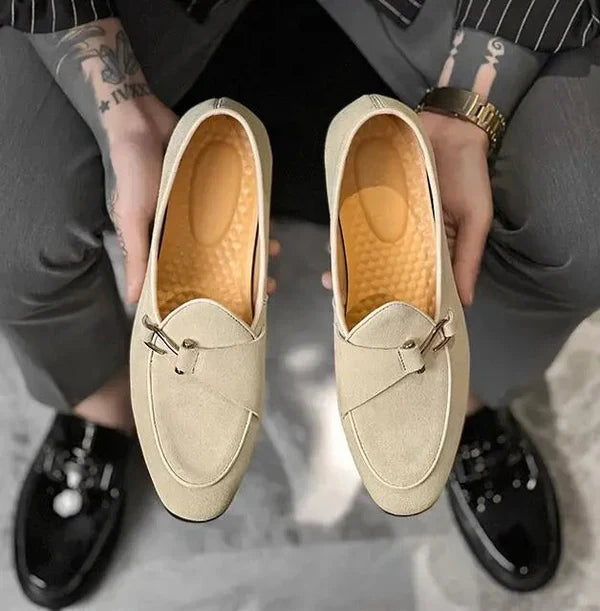 Men’s Elegant Suede Loafers with Buckle | Eco-Friendly Materials