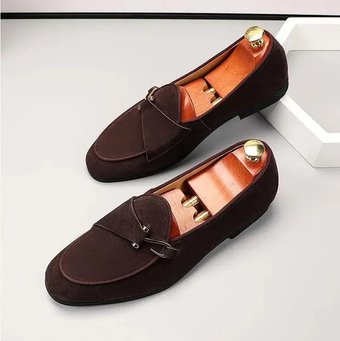 Men’s Elegant Suede Loafers with Buckle | Eco-Friendly Materials