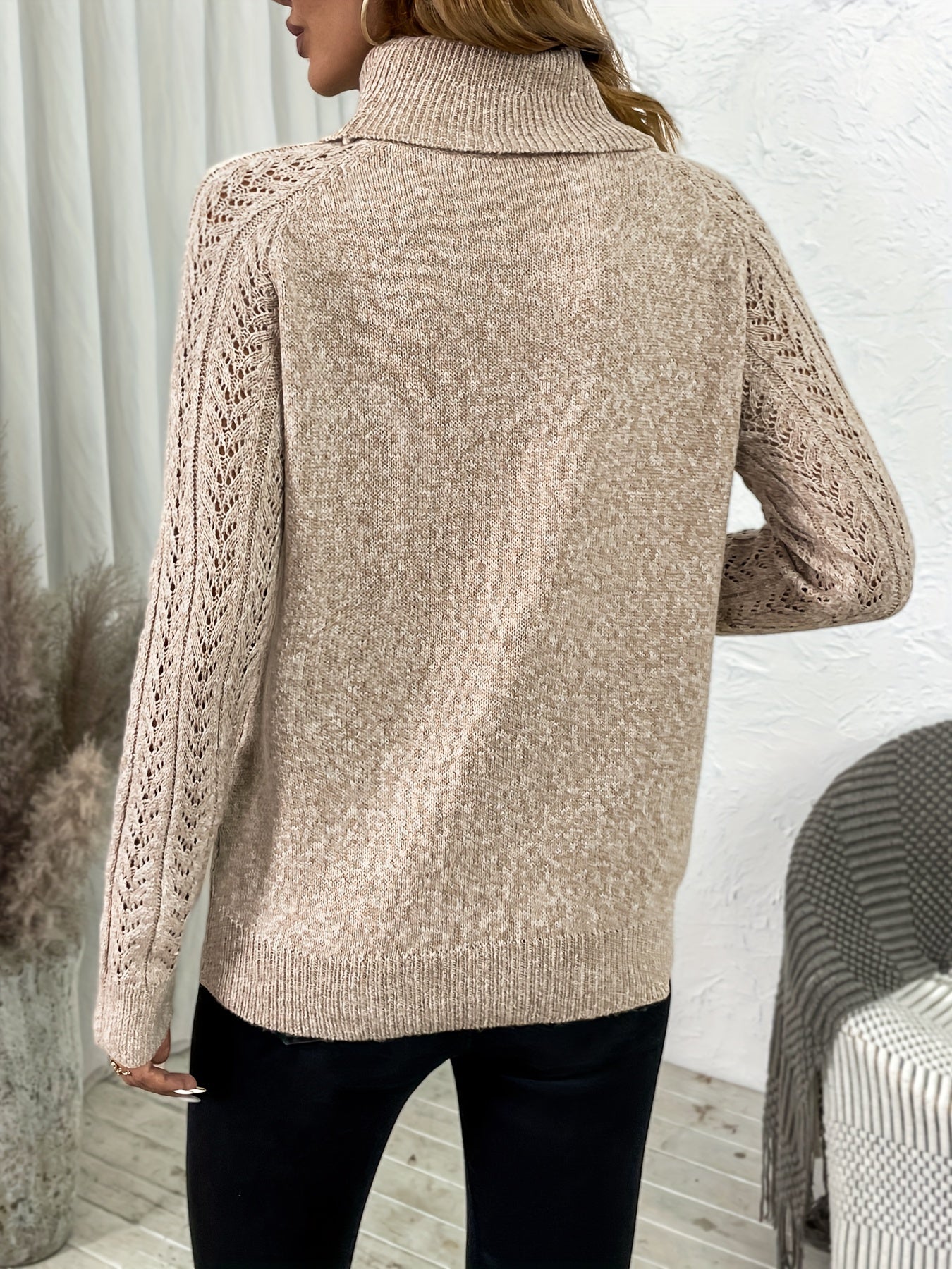 Women's Brown Cable Knit Turtleneck Jumper | Ideal for Autumn/Winter