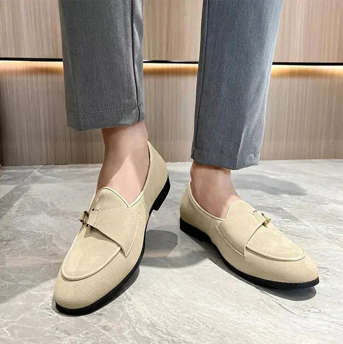 Men’s Elegant Suede Loafers with Buckle | Eco-Friendly Materials