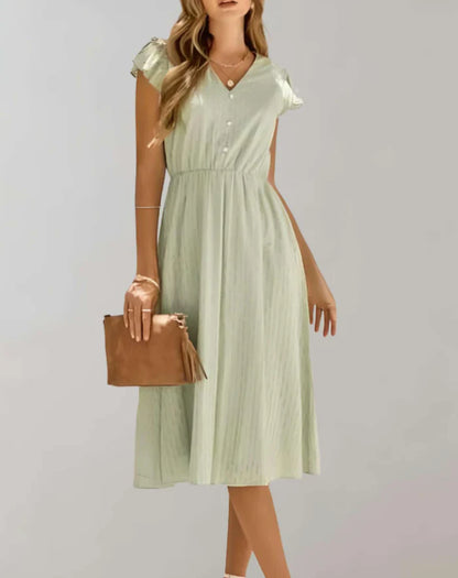 Women’s  Butterfly Sleeve Dress with Textured Ruffles | Ideal for Spring/Summer