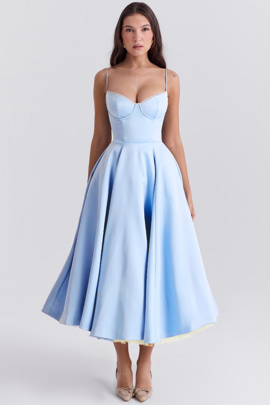 Katey - Elegant Tulle Midi Dress for Women