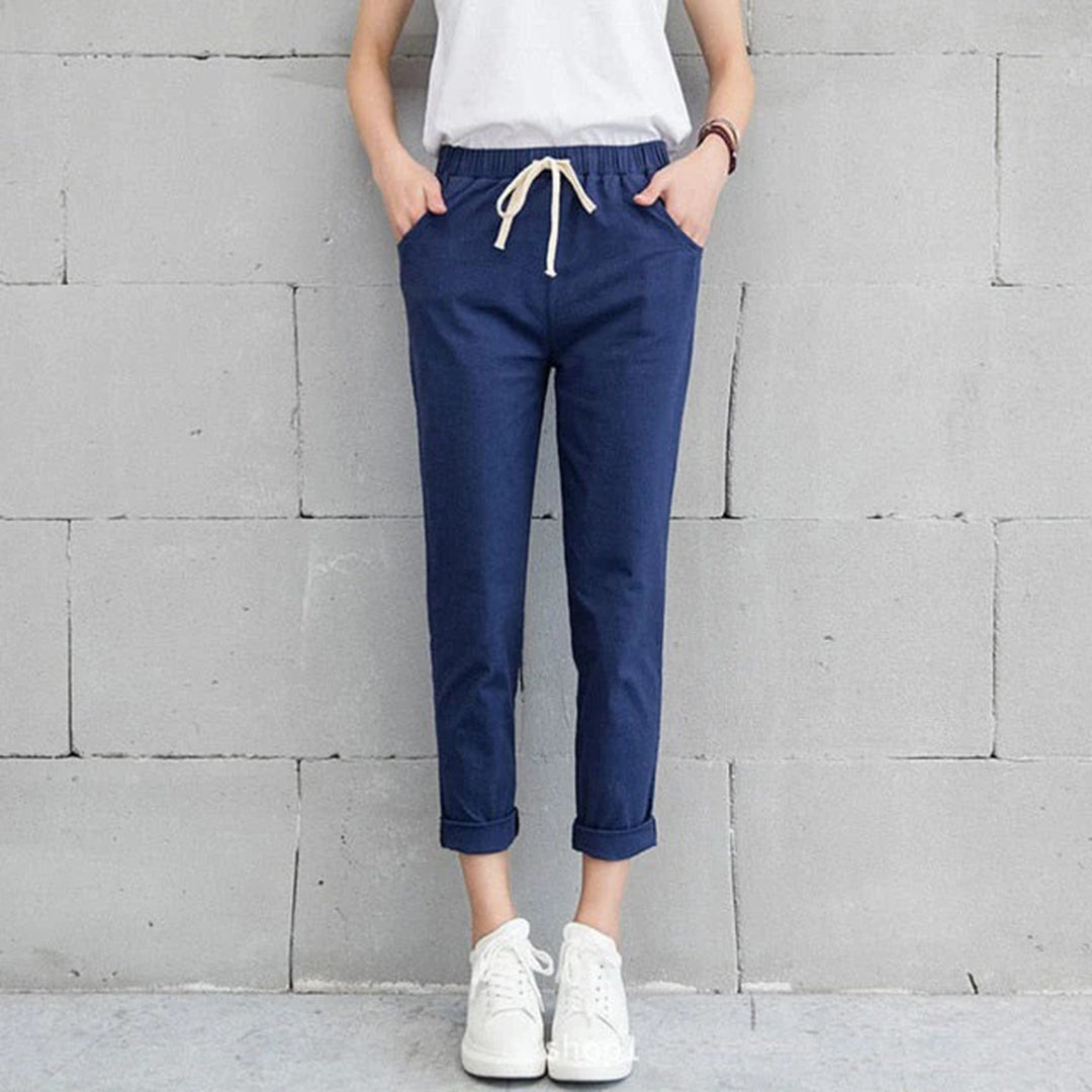 Irene - Women's Straight-Leg Trousers - Chic - Fabric - Great for Casual Days