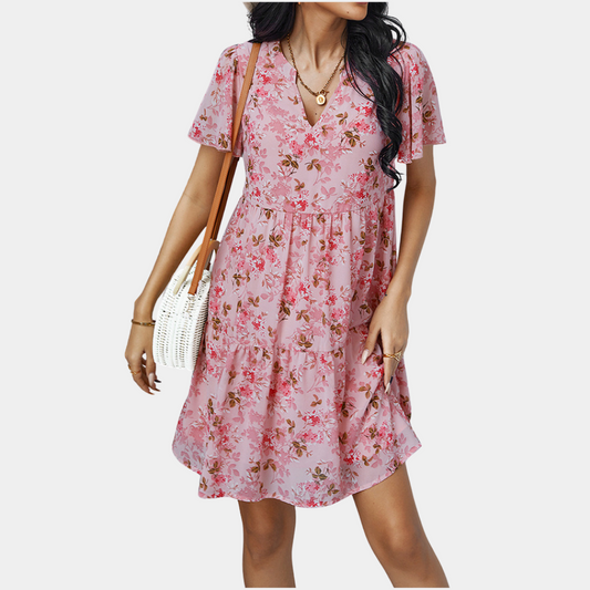 Coral - Mini Dress - Casual - Modern Style - Ideal for Summer