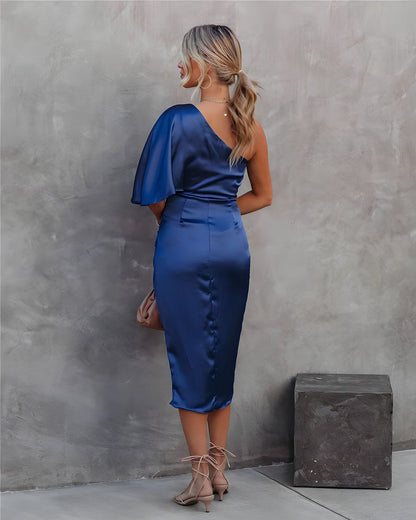 Salem - Silk One-Shoulder Midi Dress for Women