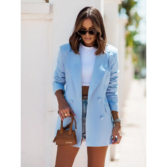 Women's Elegant Buttoned Blazer with Lapel | Ideal for Autumn/Winter