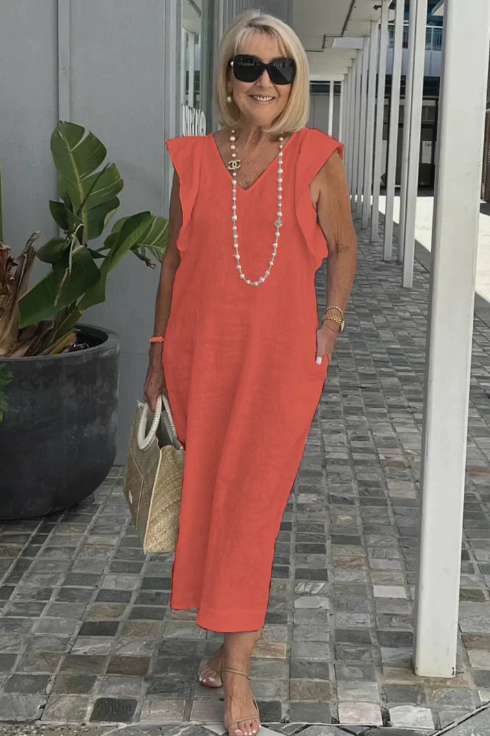 Chic Maxi Dress with V-Neck | Great for Everyday Wear
