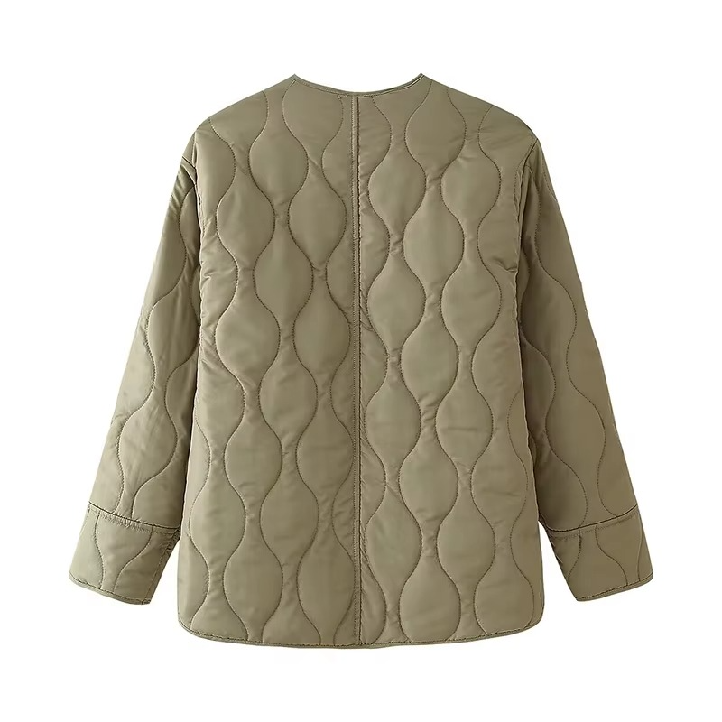 Women's Easy to Wear O-Neck Padded Quilted Coat with Buttons | Ideal for Autumn/Winter