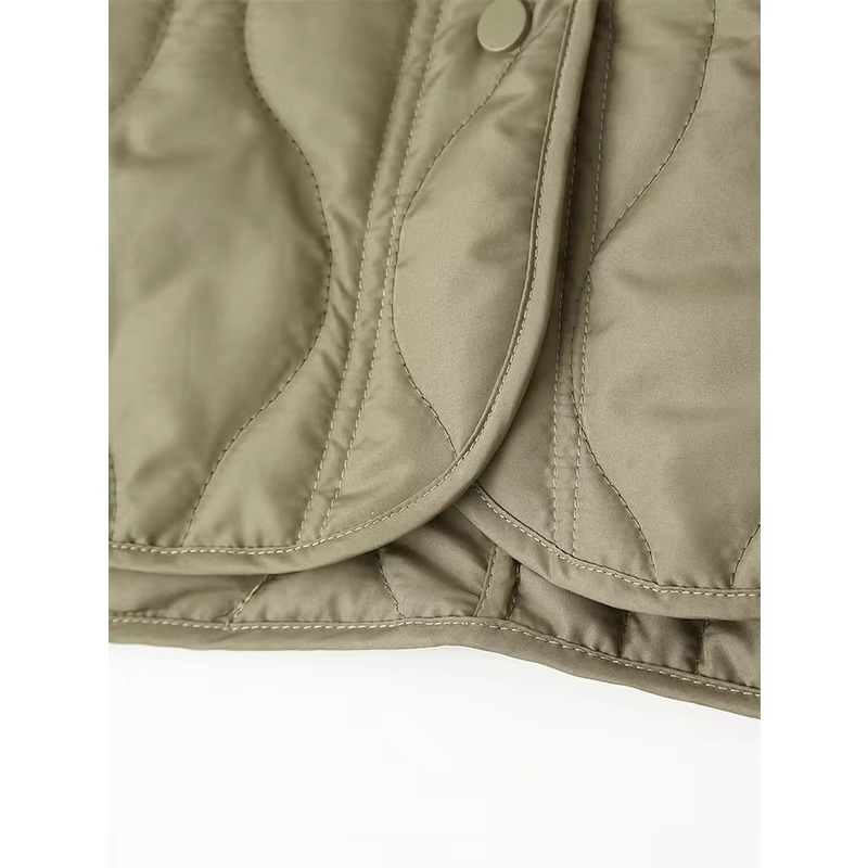 Women's Easy to Wear O-Neck Padded Quilted Coat with Buttons | Ideal for Autumn/Winter