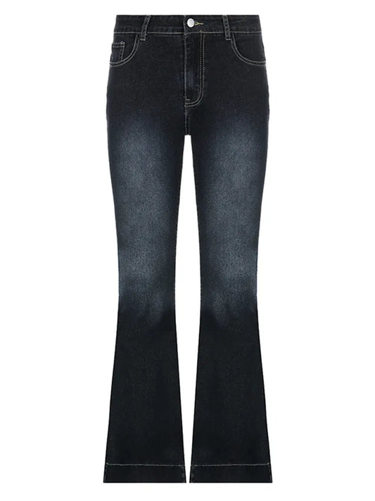 Women's Vintage Low-Waist Dark Wash Flared Jeans | Great for Everyday Wear