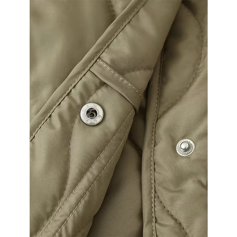 Women's Easy to Wear O-Neck Padded Quilted Coat with Buttons | Ideal for Autumn/Winter
