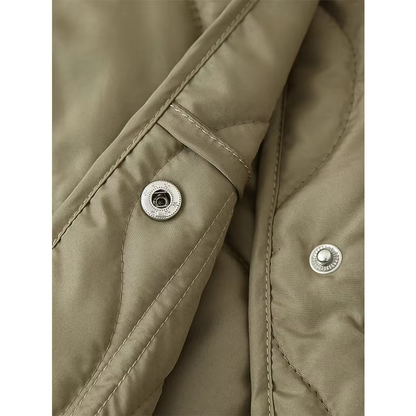 Women's Easy to Wear O-Neck Padded Quilted Coat with Buttons | Ideal for Autumn/Winter