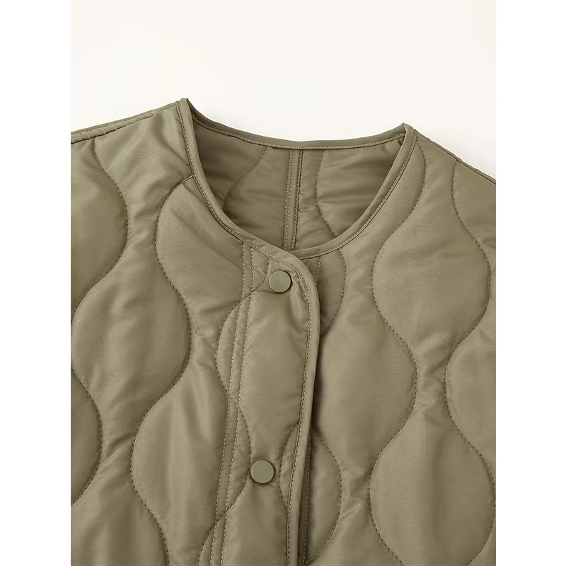 Women's Easy to Wear O-Neck Padded Quilted Coat with Buttons | Ideal for Autumn/Winter