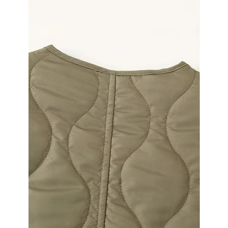 Women's Easy to Wear O-Neck Padded Quilted Coat with Buttons | Ideal for Autumn/Winter