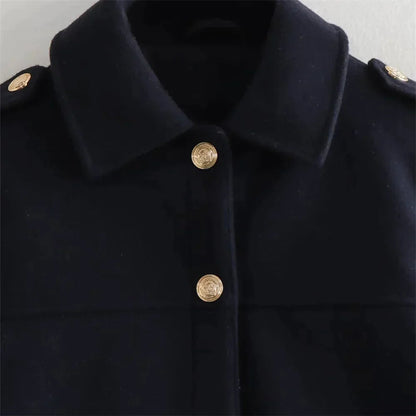 Chic Black Button Down Short Jacket | Great for Autumn Wear